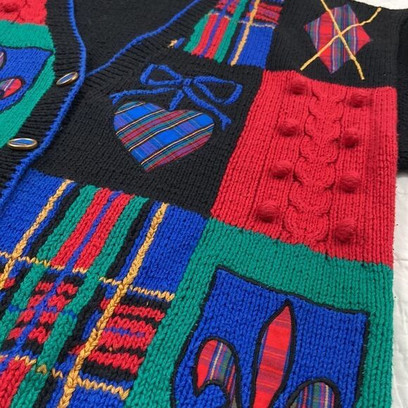 Vintage Design Options Knitwear Colorful Patterned Cardigan Size Large - Picture 6 of 8